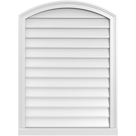 Ekena Millwork Arch Top Surface Mount PVC Gable Vent: Functional, w/ 2"W x 2"P Brickmould Sill Frame, 28"W x 38"H GVPAR28X3803SF